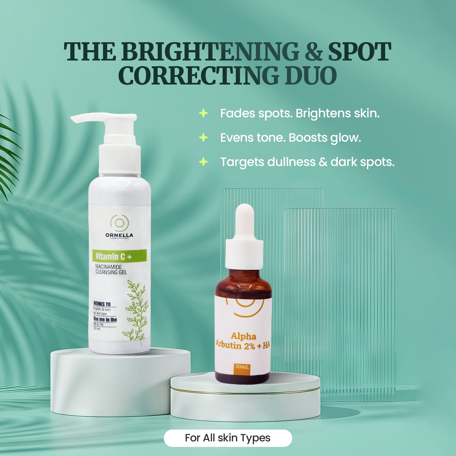 Brightening & Spot Correction Duo – Vitamin C & Niacinamide Cleansing Gel + Alpha Arbutin 2% Serum