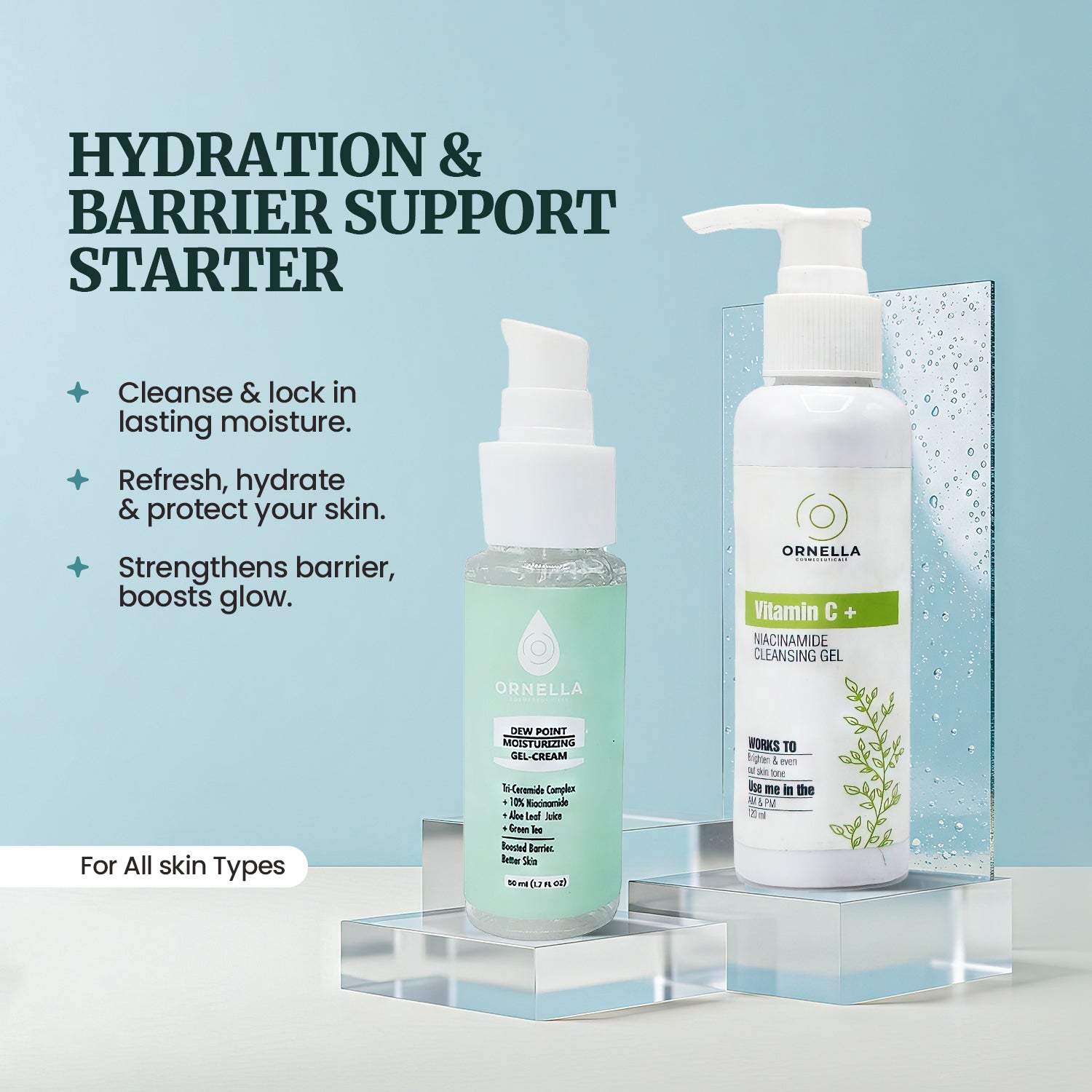 Hydration & Barrier Care Kit – Dew Point Moisturising Gel Cream + Vitamin C & Niacinamide Cleansing Gel