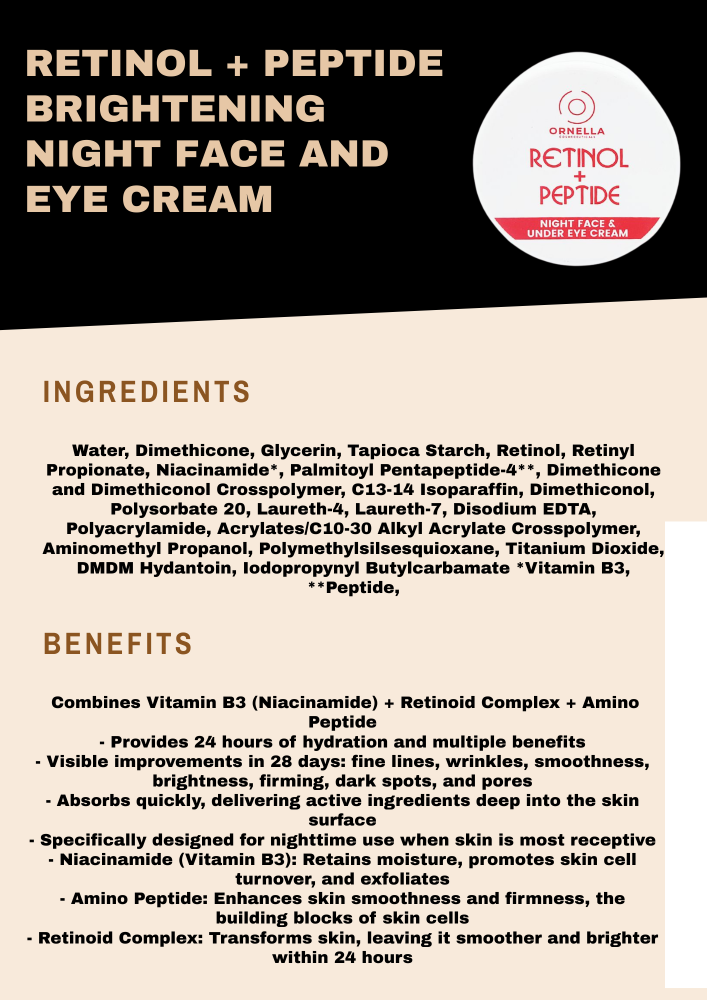 RETINOL + PEPTIDE BRIGHTENING NIGHT CREAM (75 gm)