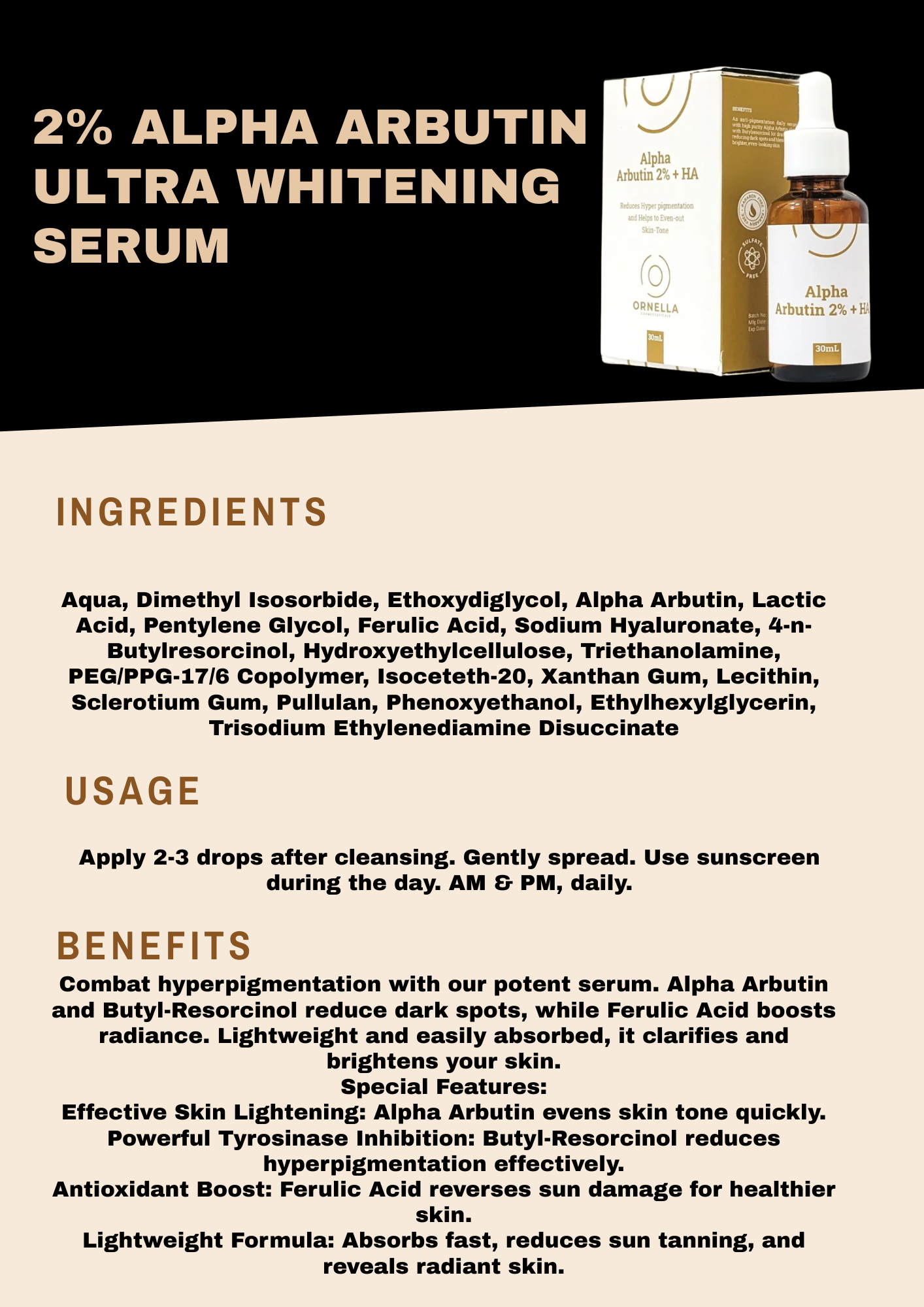 2% ALPHA ARBUTIN ULTRA WHITENING SERUM