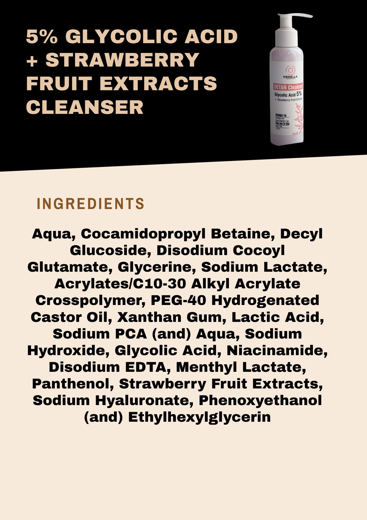 5% GLYCOLIC ACID + STRAWBERRY FRUIT EXTRACTS CLEANSER (120 ml)