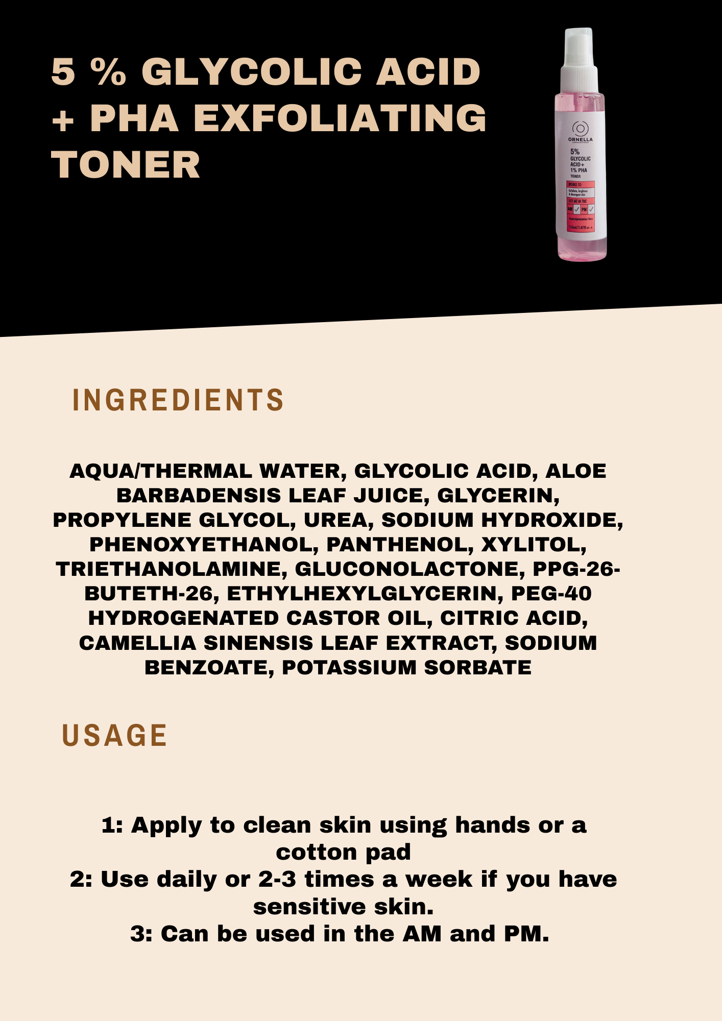 5 % GLYCOLIC ACID + PHA EXFOLIATING TONER (120 ml)