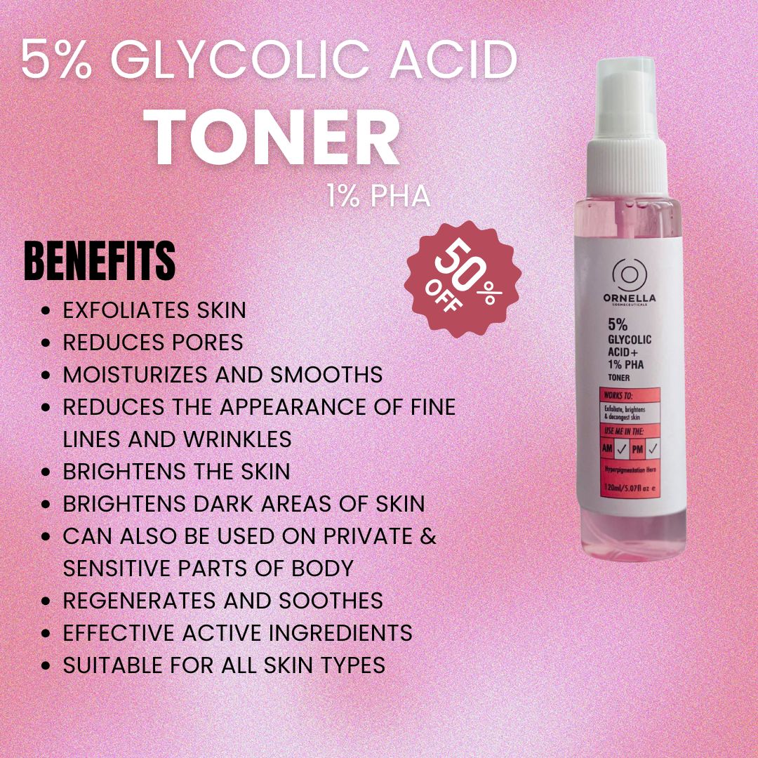 5 % GLYCOLIC ACID + PHA EXFOLIATING TONER (120 ml)